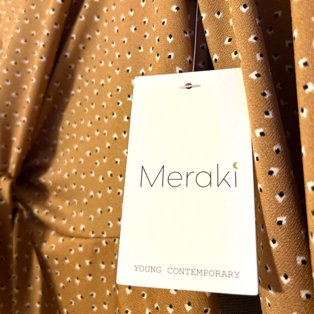 Meraki Women’s Rustic Orange Pattern Blouse| NWT | 95% Polyester 5% Spandex| S